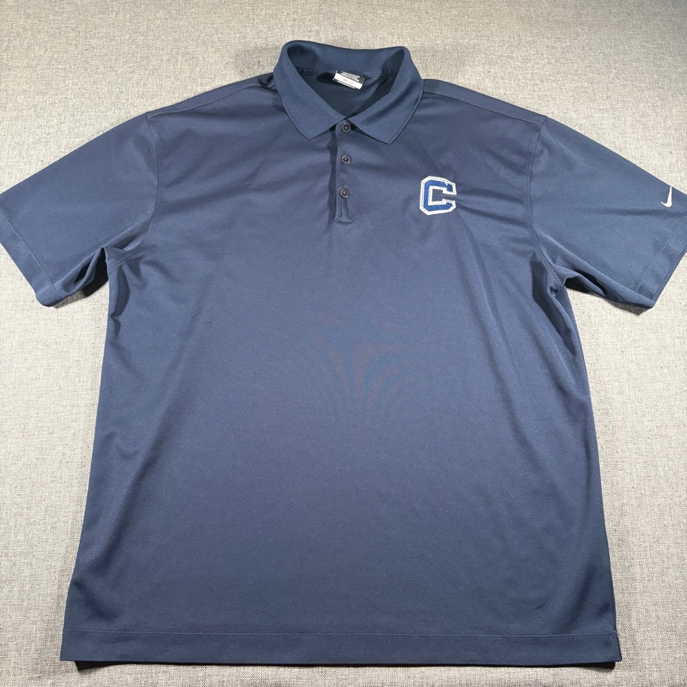 Nike Golf Polo Shirt Mens XL‎ Navy Blue Short Sleeve Embroidered Logo C Swoosh